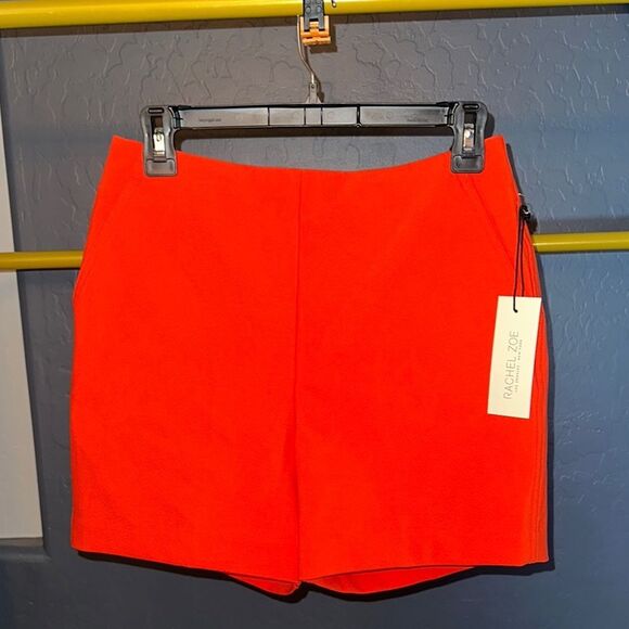 Rachel Zoe High Waist Orange Tailored Shorts - Picture 1 of 8